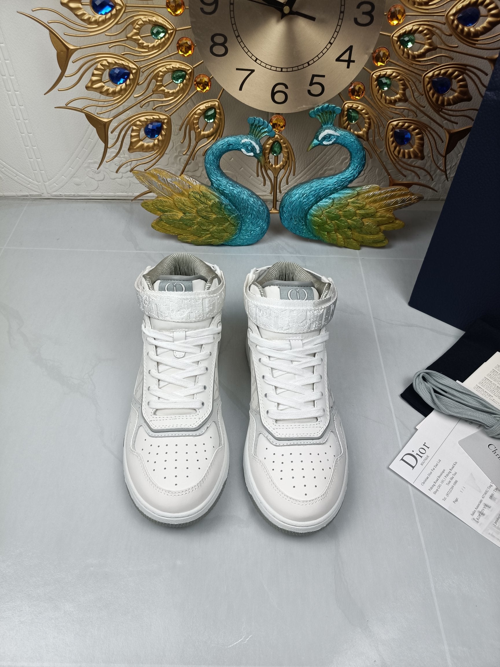 Women's White and gray DB mid-top sneaker