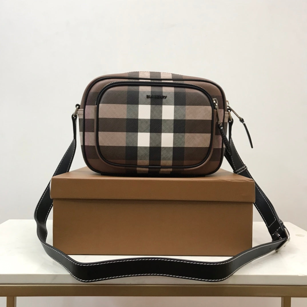 Dark Brown Exaggerated Check BP Bag