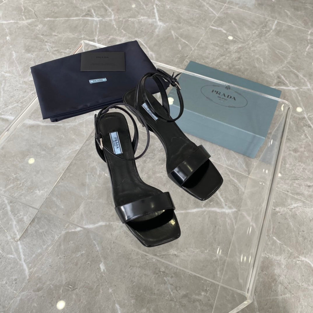 Black PR brushed leather sandals