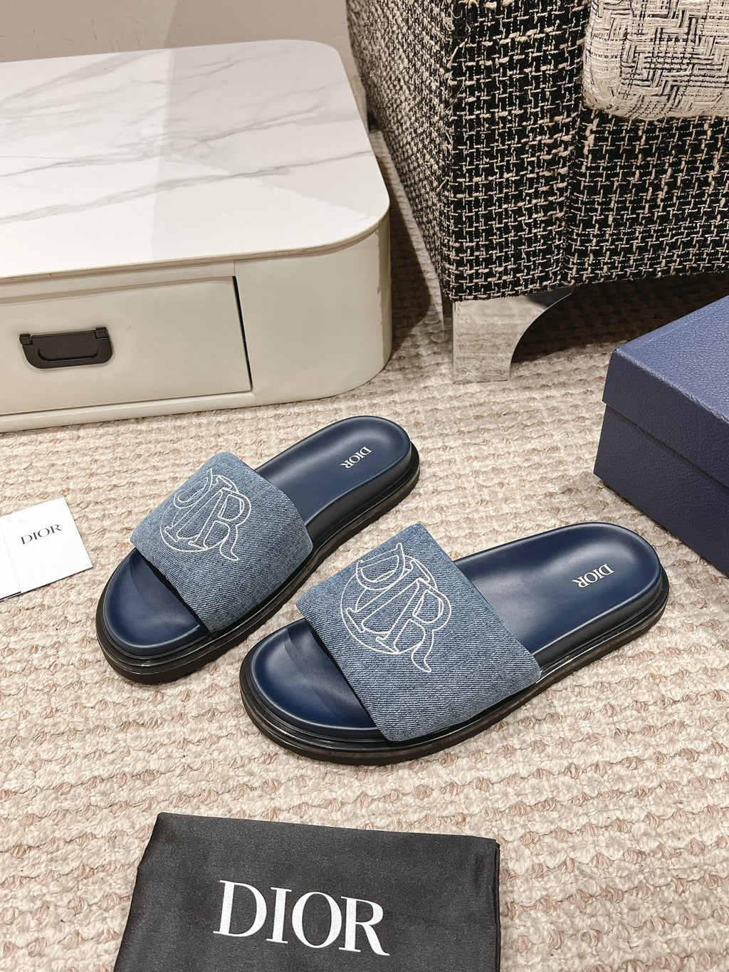 Blue Quilted Denim DA Sandal