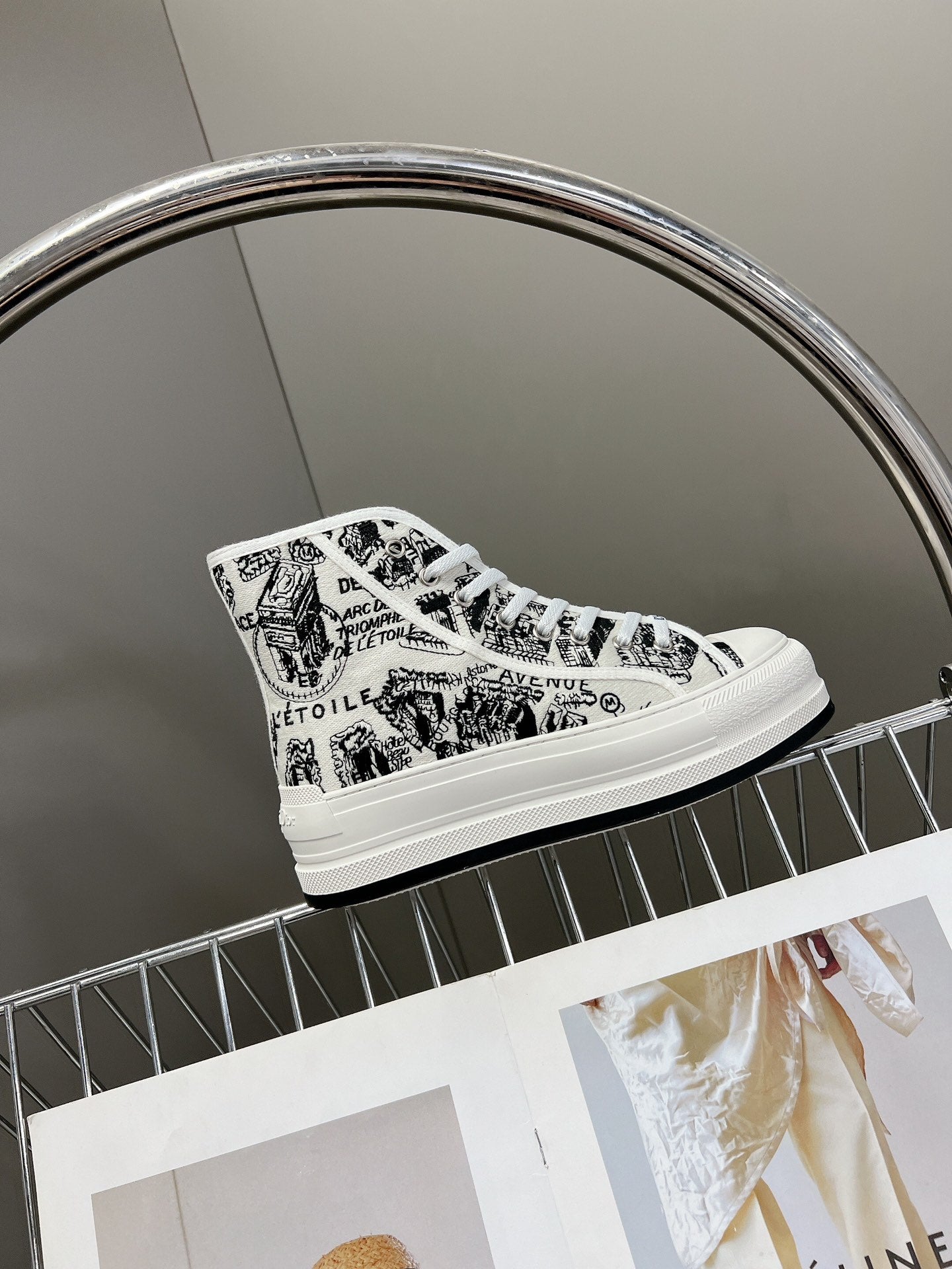 White & Black WD High-Top Platform Sneaker