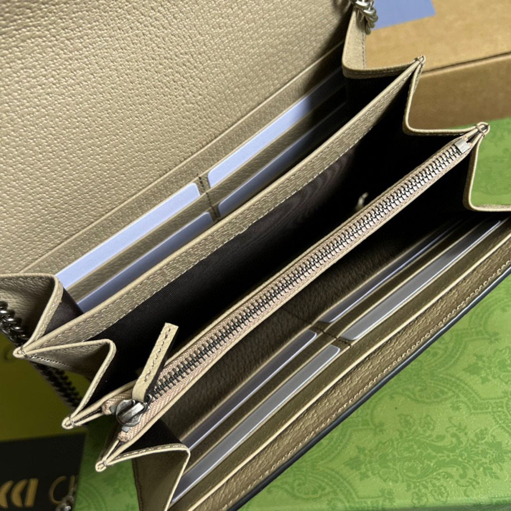 Beige & white DG supreme chain wallet