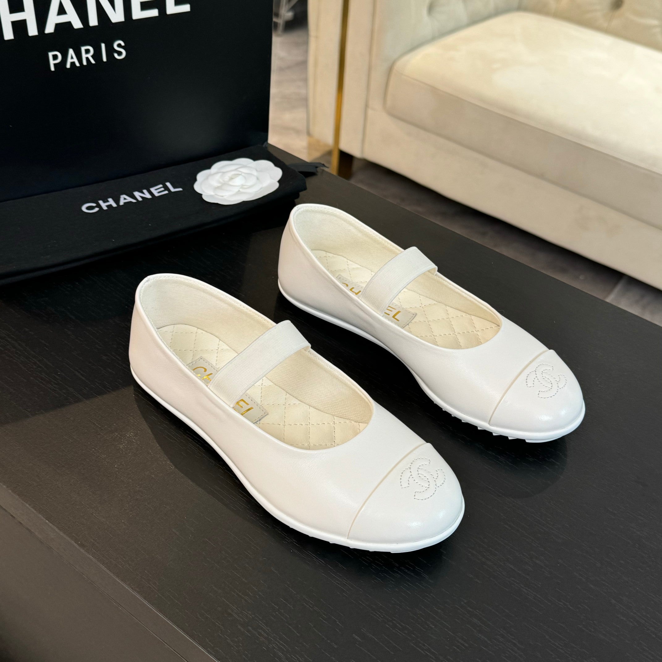 White MJ Ballerinas