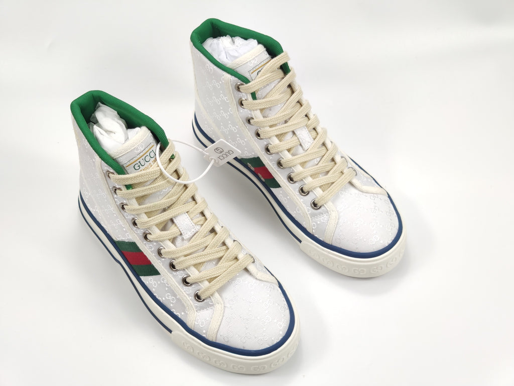 Women's White tennis high top sneaker