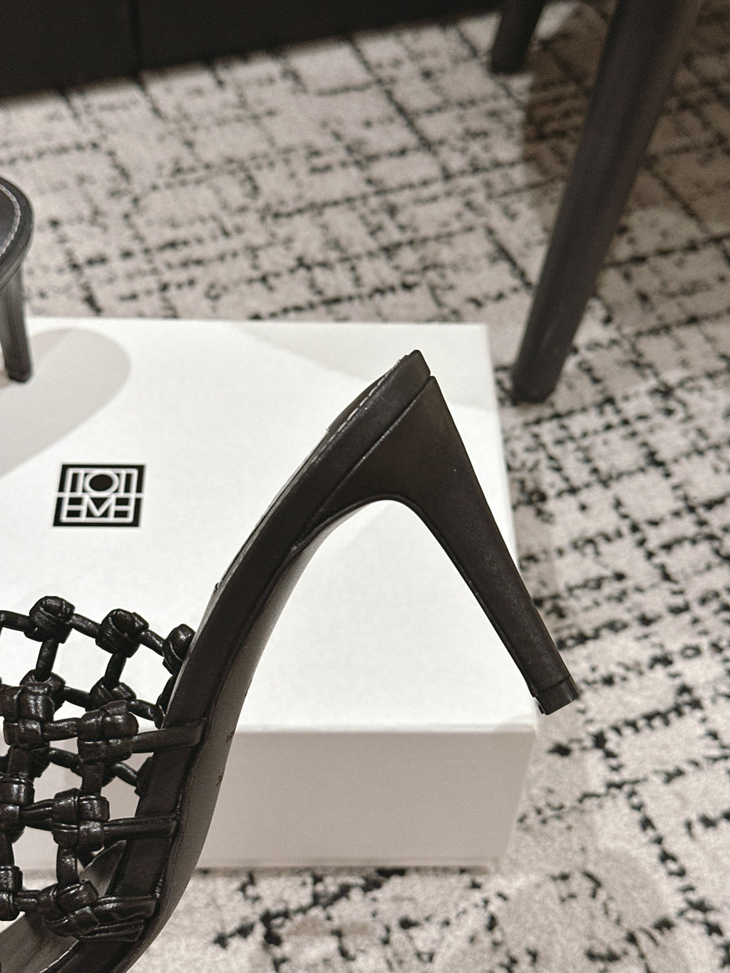 Black Braided-Leather Bandeau Mules