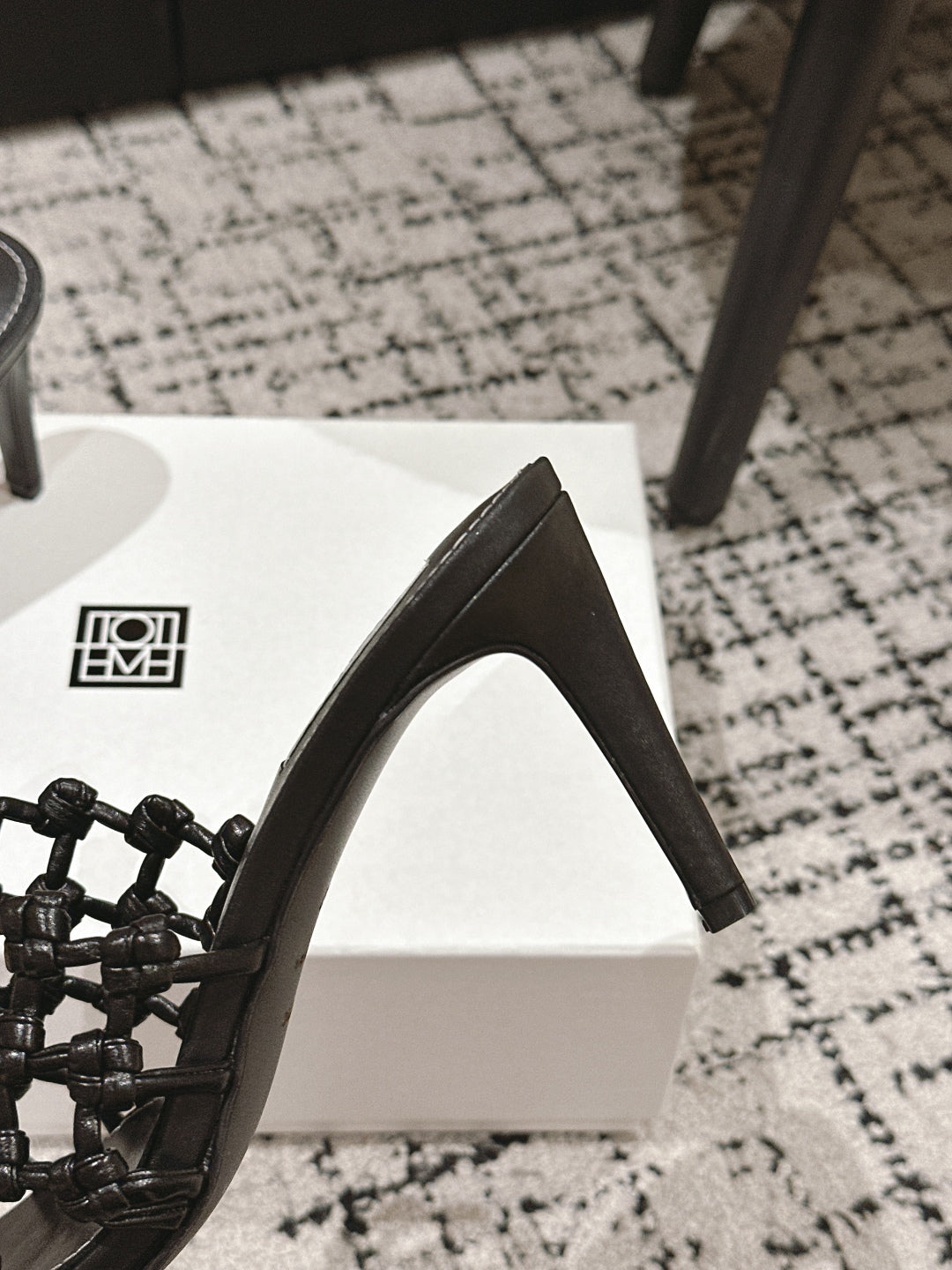 Black Braided-Leather Bandeau Mules