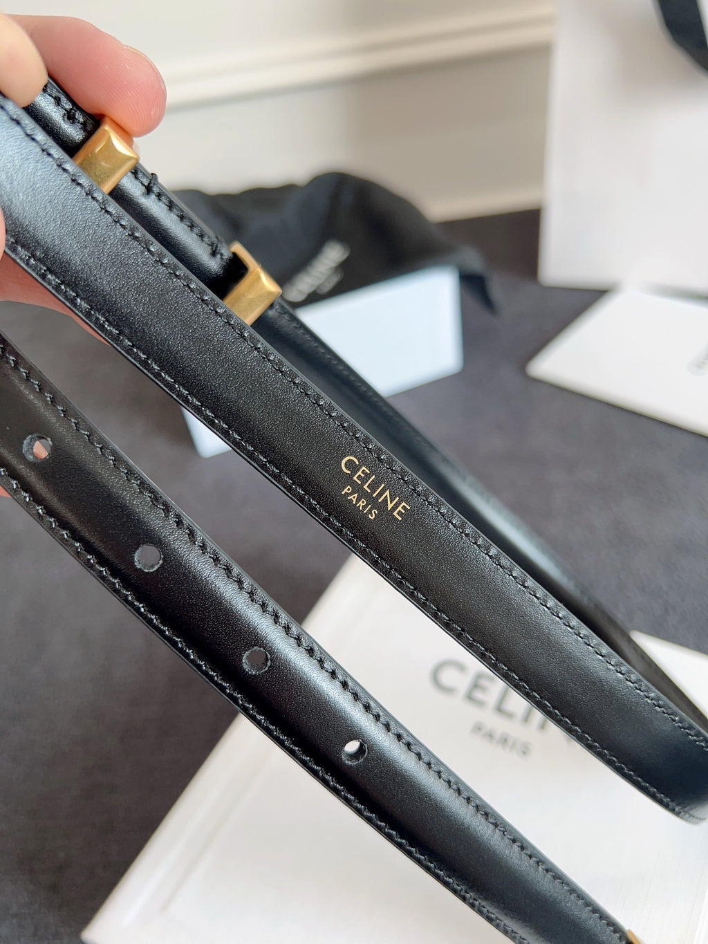 Black Small Western Belt With Gold Finishing