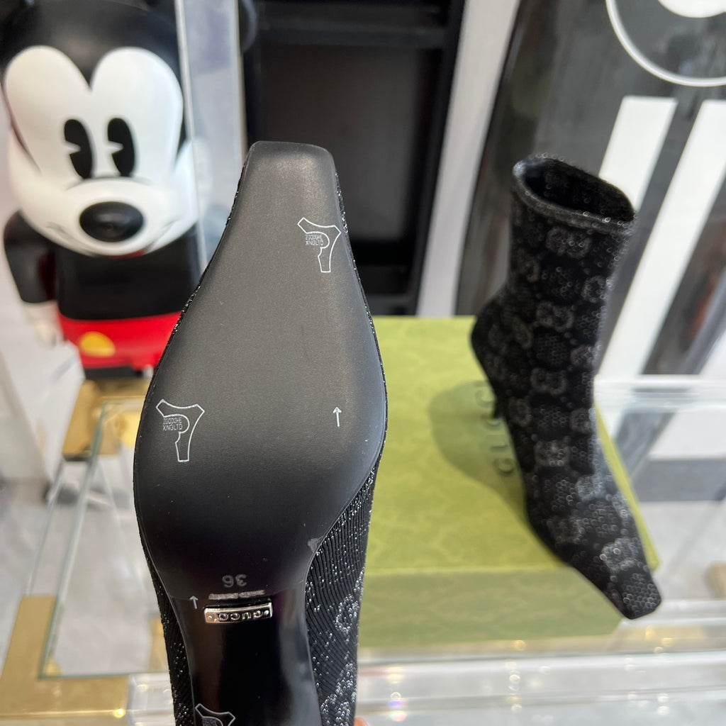 Black & Grey Knit Ankle Boot