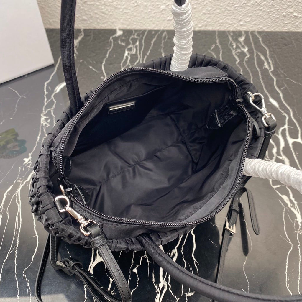 Black nylon tote bag