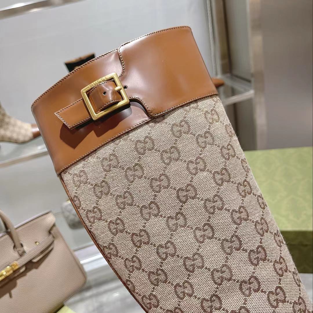 Beige G knee-high boot