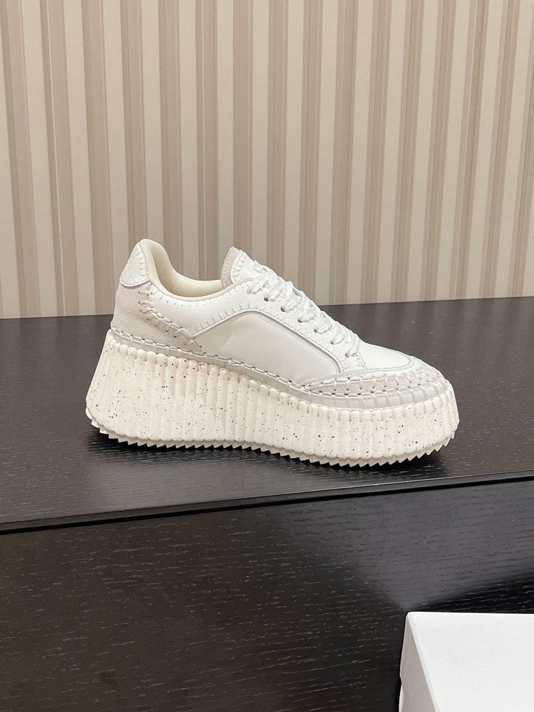 White Nama Wedge Sneaker
