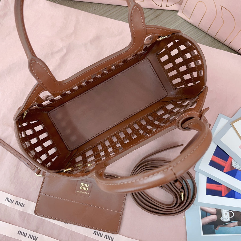 Cognac Leather Basket