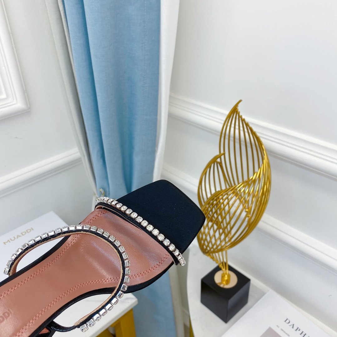 Black AG crystal-embellished satin sandals