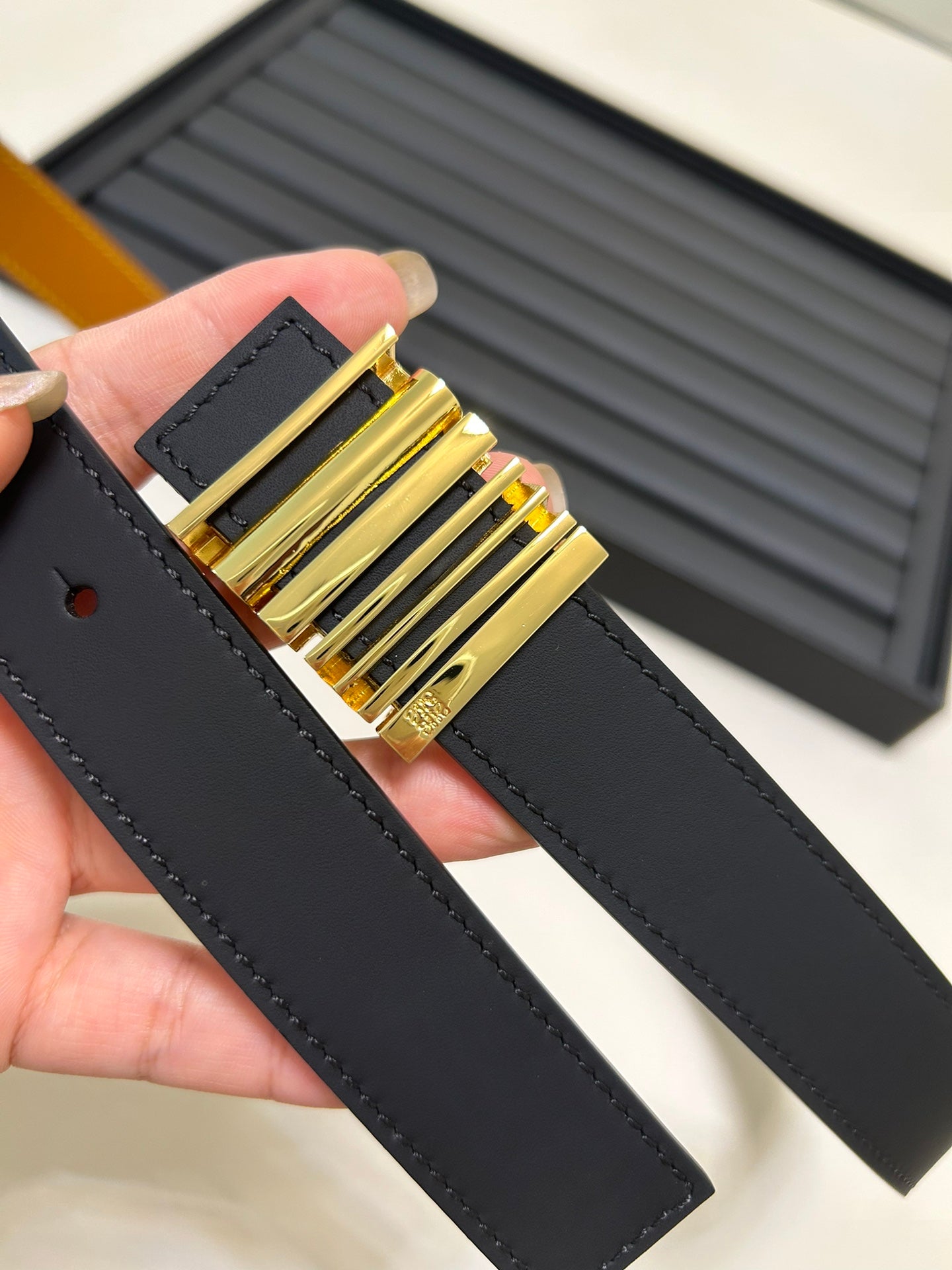 Black/Gold Graphic Belt