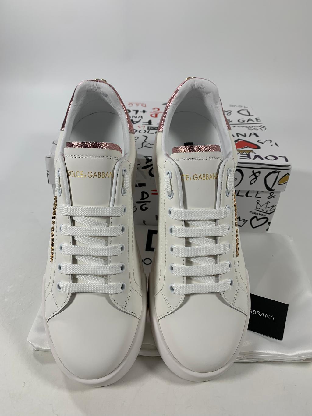 Pink & White DP Sneakers