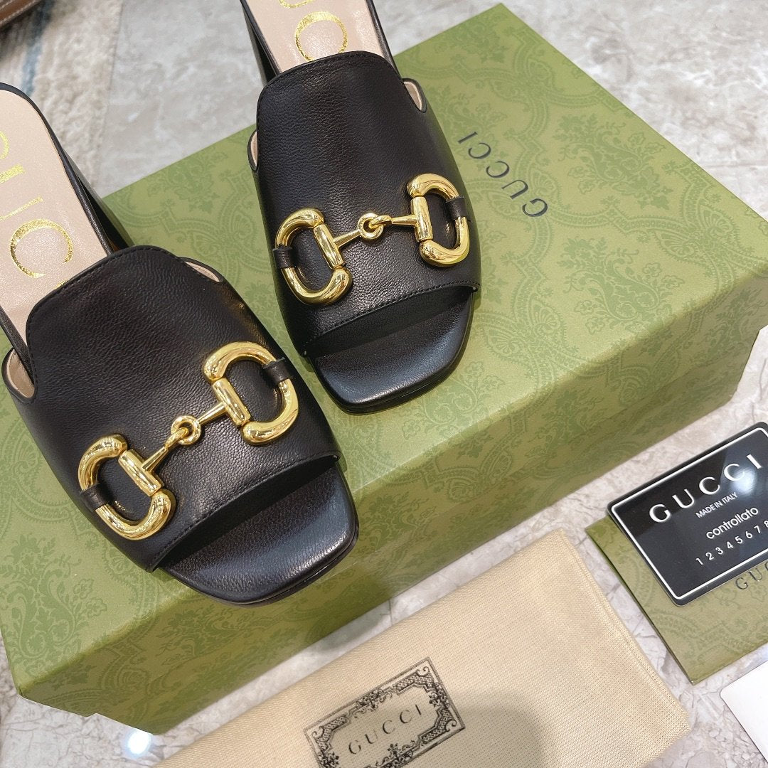 Black G slide sandal