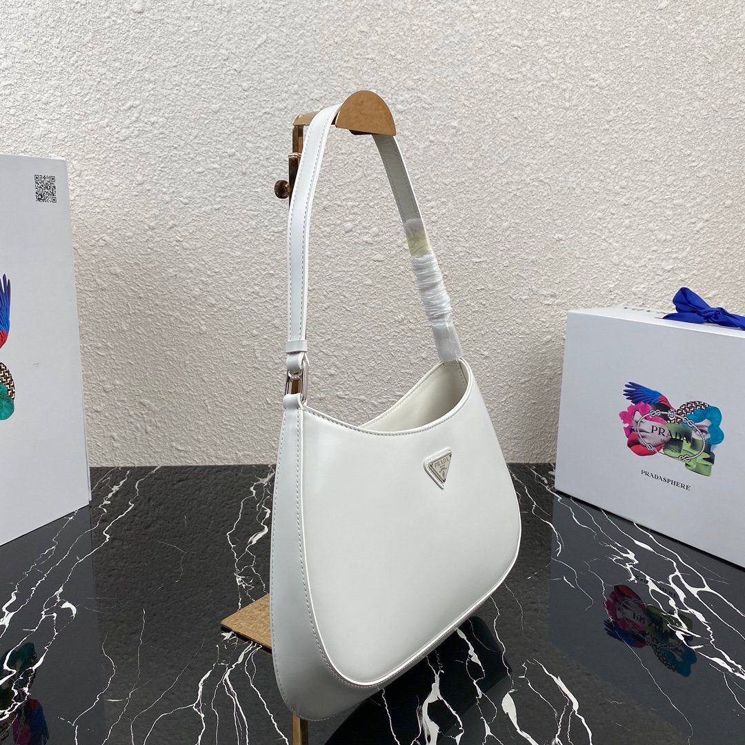 White PC brushed leather shoulder bag