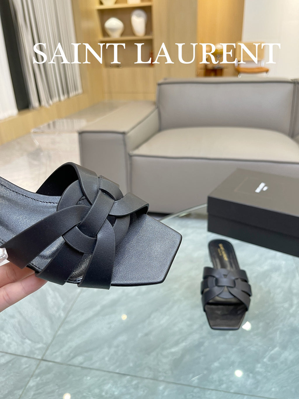 Black YT Mules In Leather