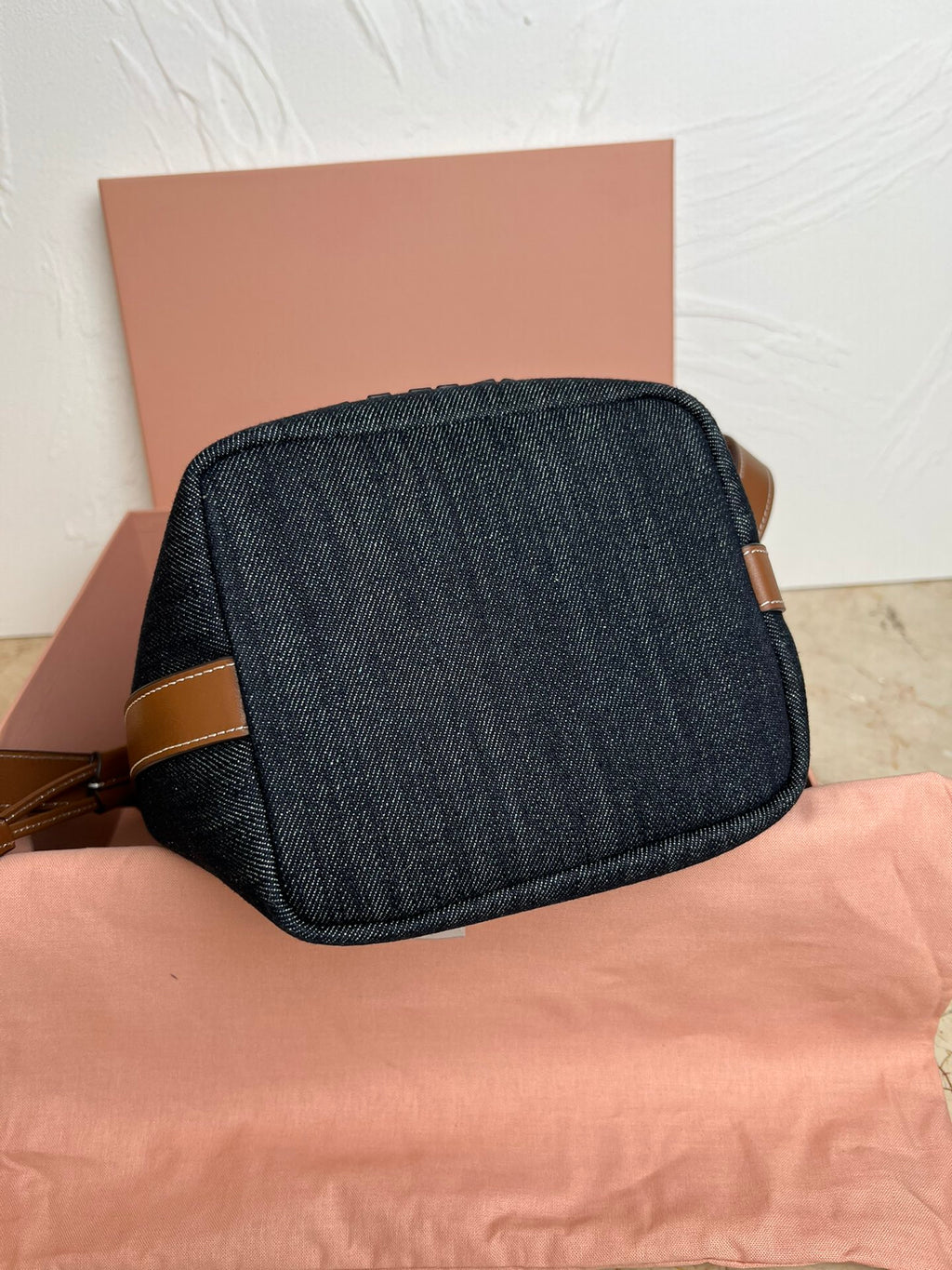 Blue/Brandy Denim & Leather Bucket Bag