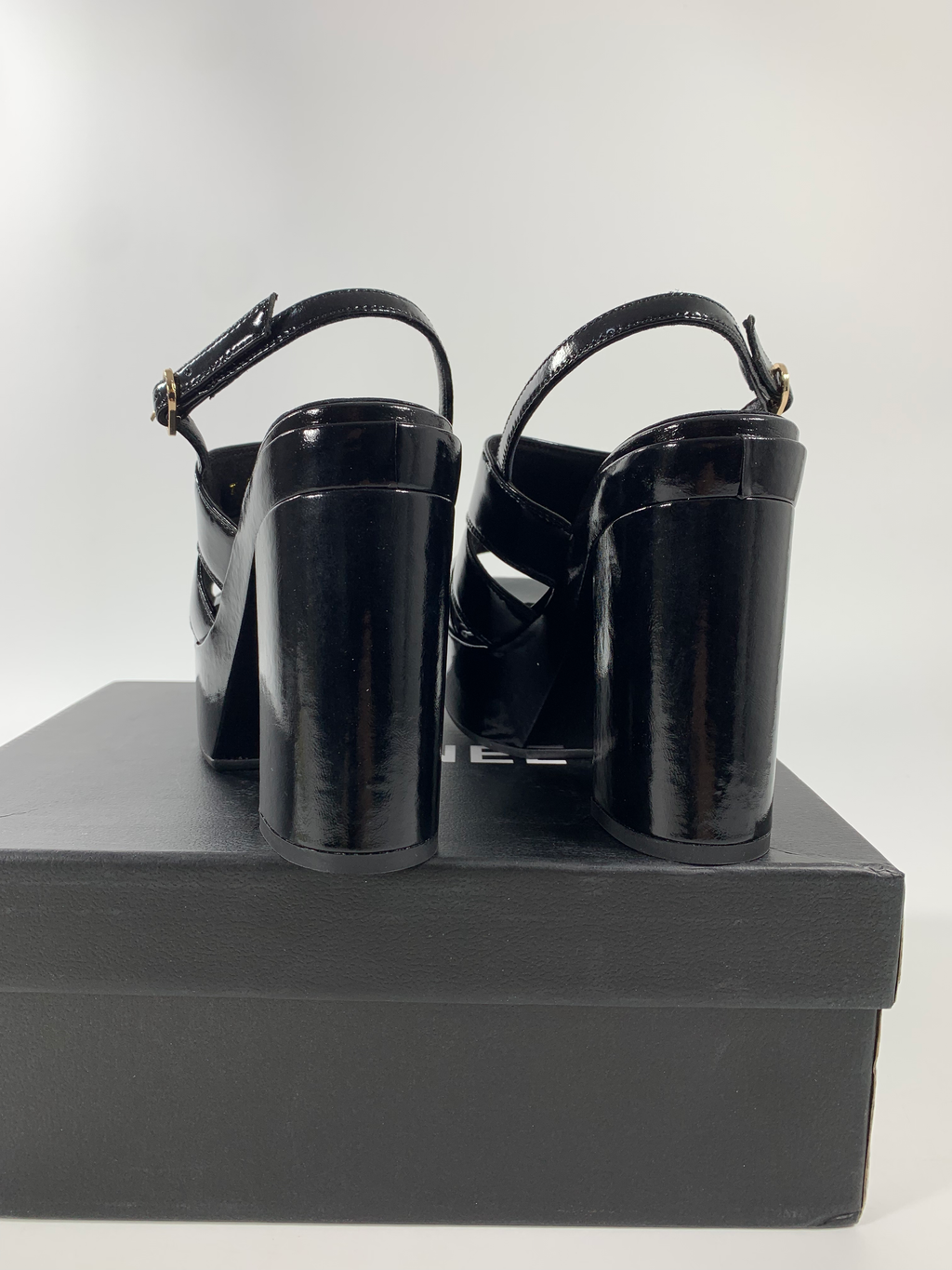 Black C Patent Sandals