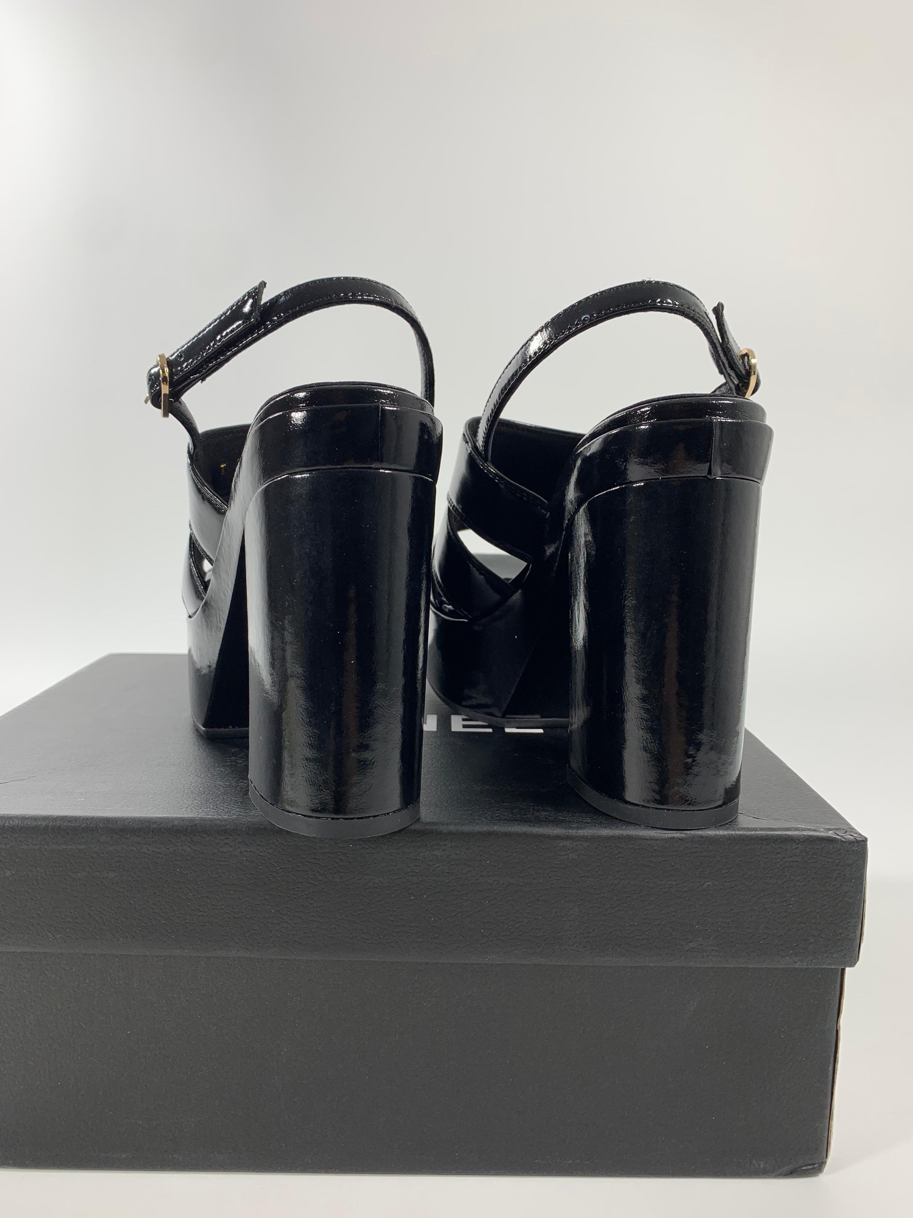 Black C Patent Sandals