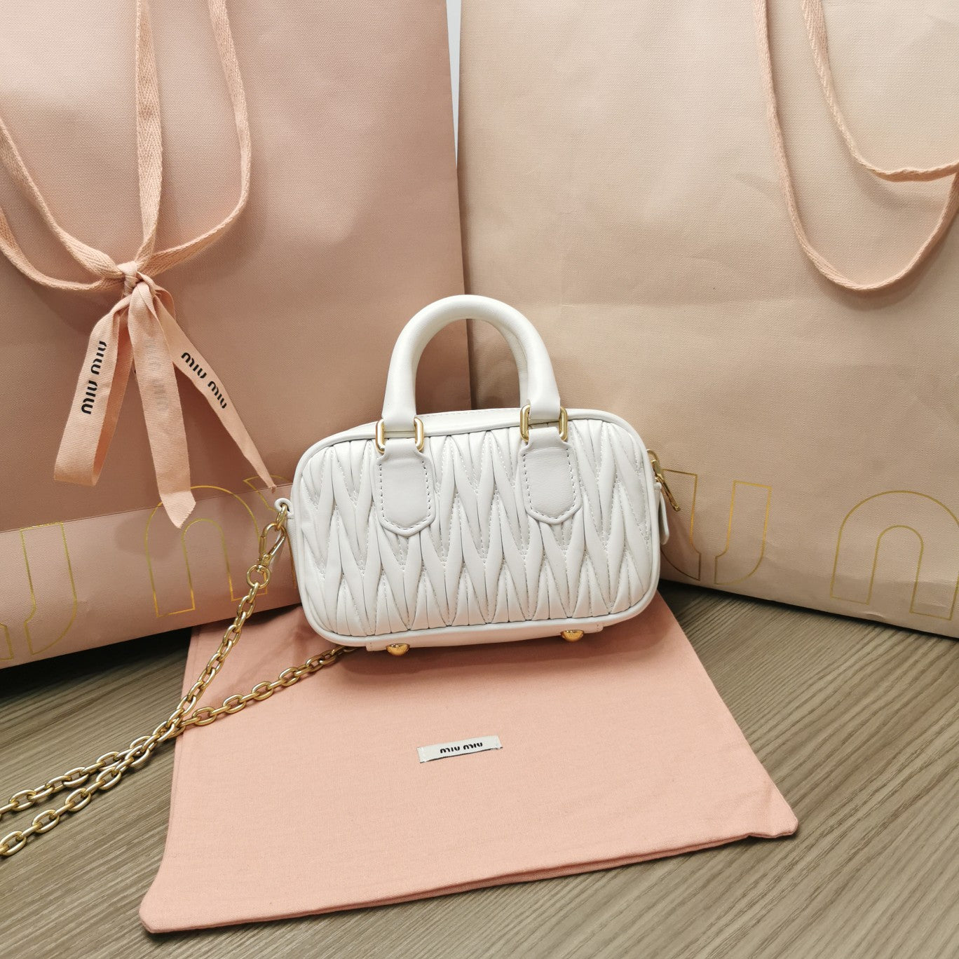 White AM Leather Mini-Bag