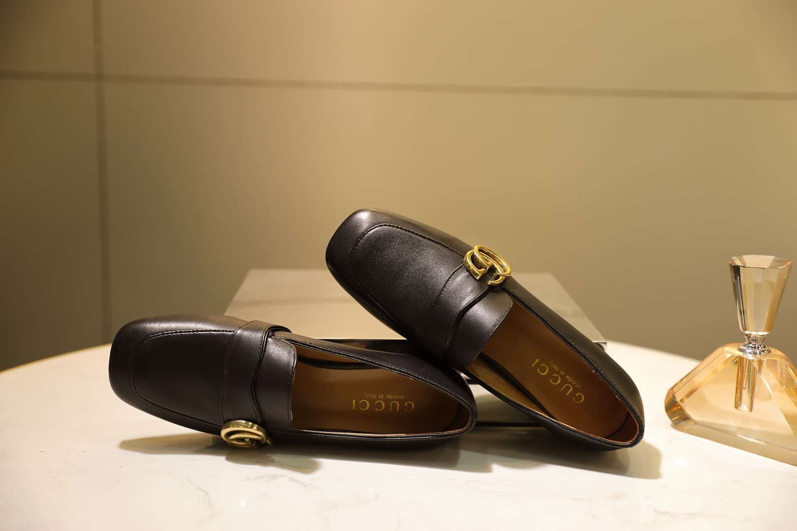 Black GM leather loafers