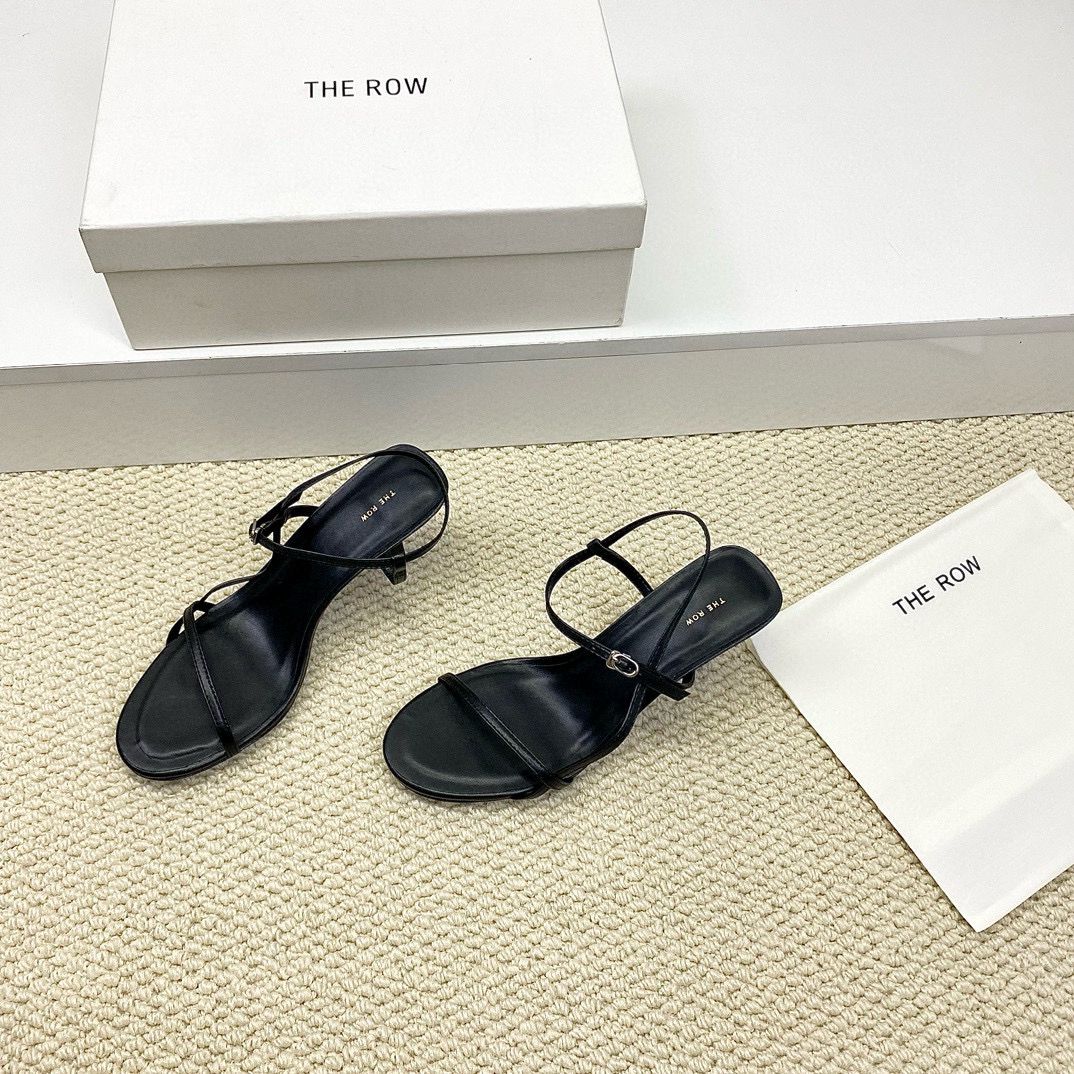 Black Bare Leather Sandals
