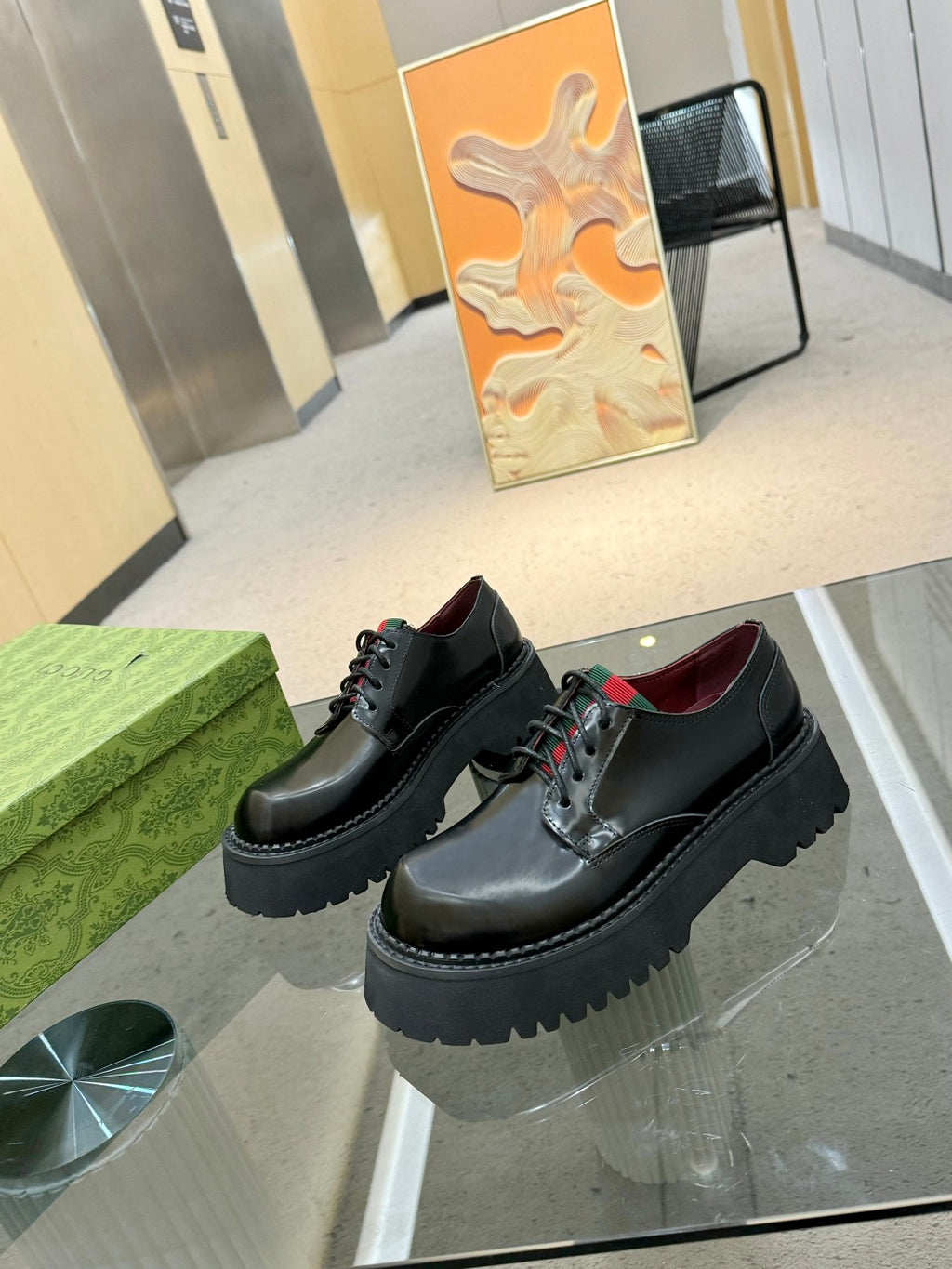 Black Lace-Up Loafers With Web