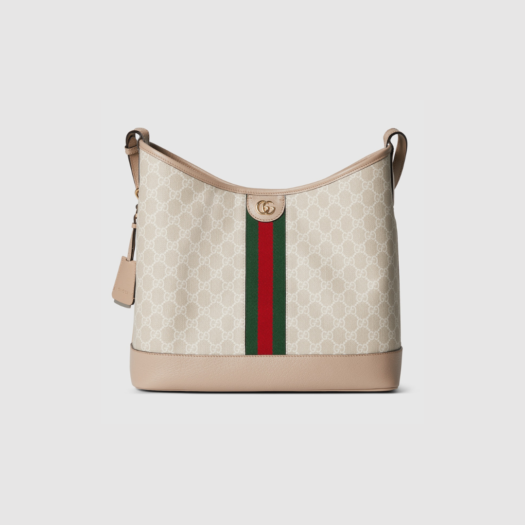Beige & White GO Medium Shoulder Bag