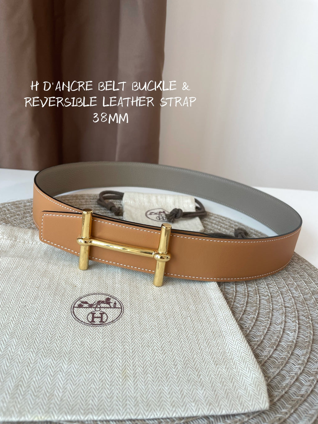 Brown HD gold belt buckle & leather strap