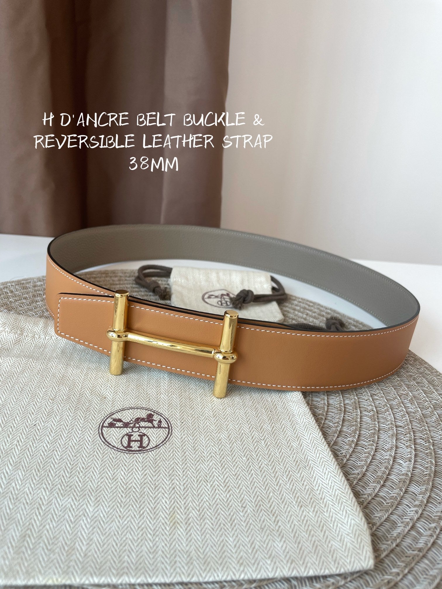 Brown HD gold belt buckle & leather strap