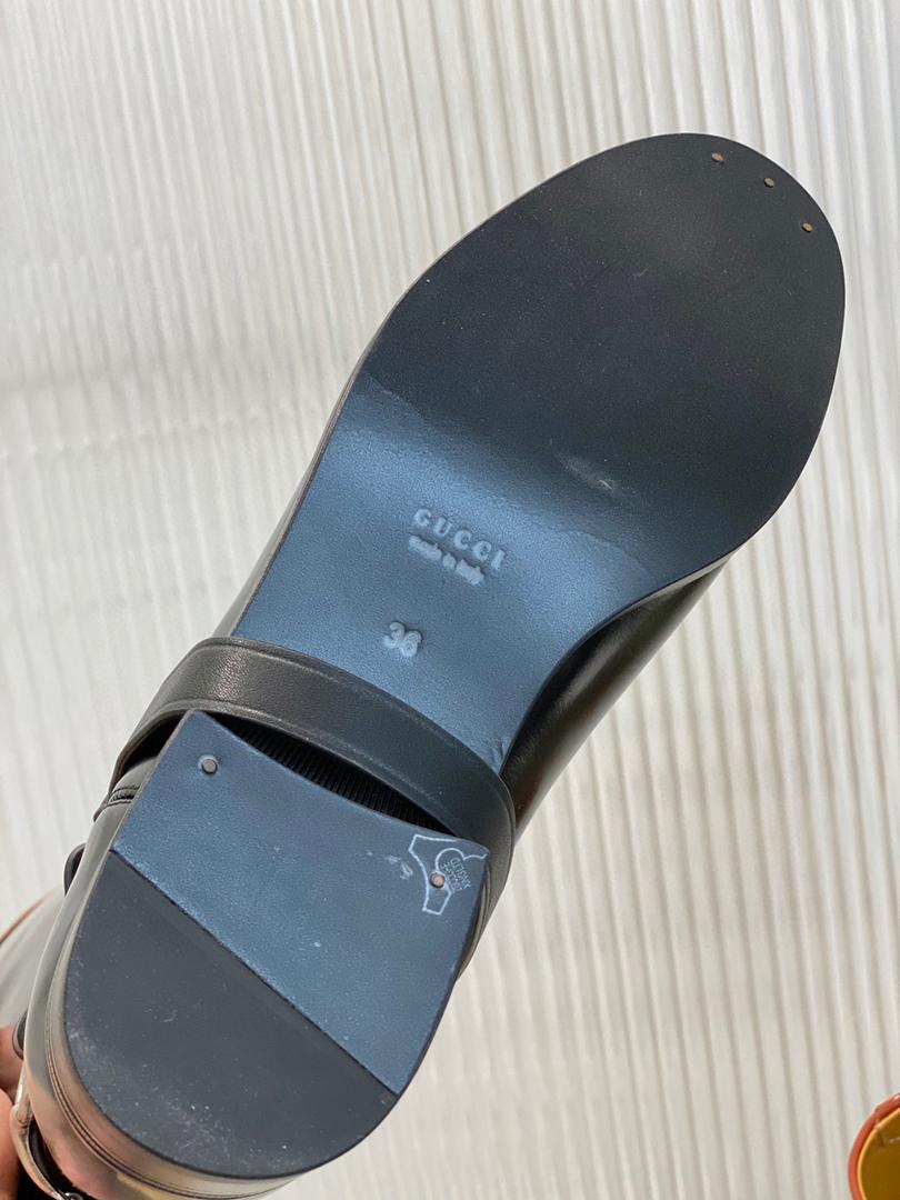 Black & brown knee-high boot