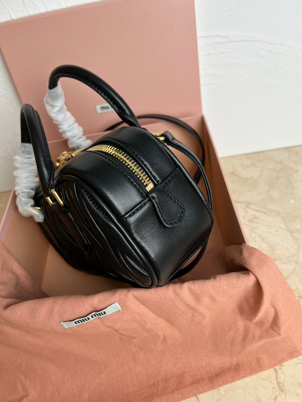 Black Arcadie Matelassé Leather Bag