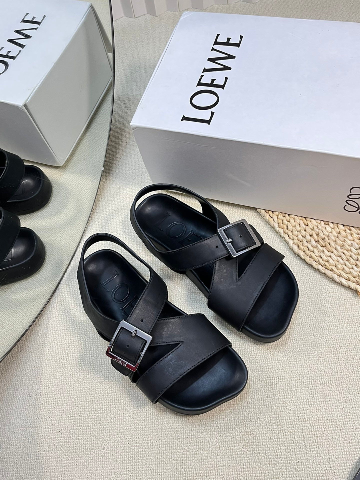 Black LE Buckle Sandal