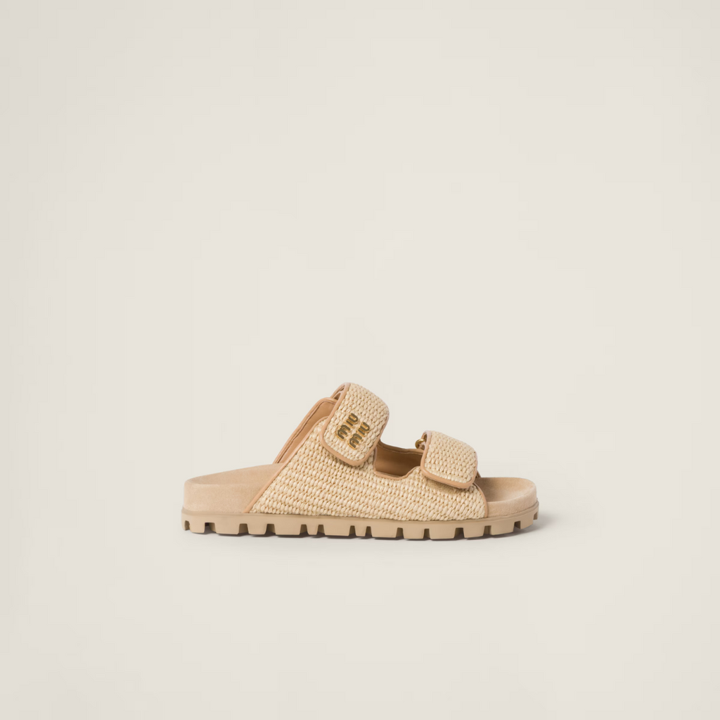 Natural Raffia-Effect Slides