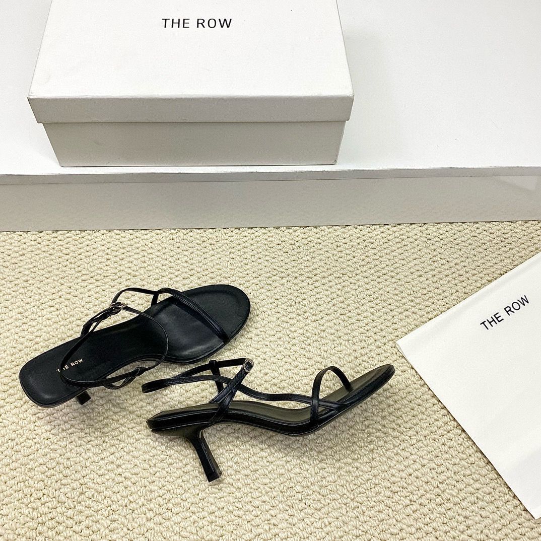 Black Bare Leather Sandals