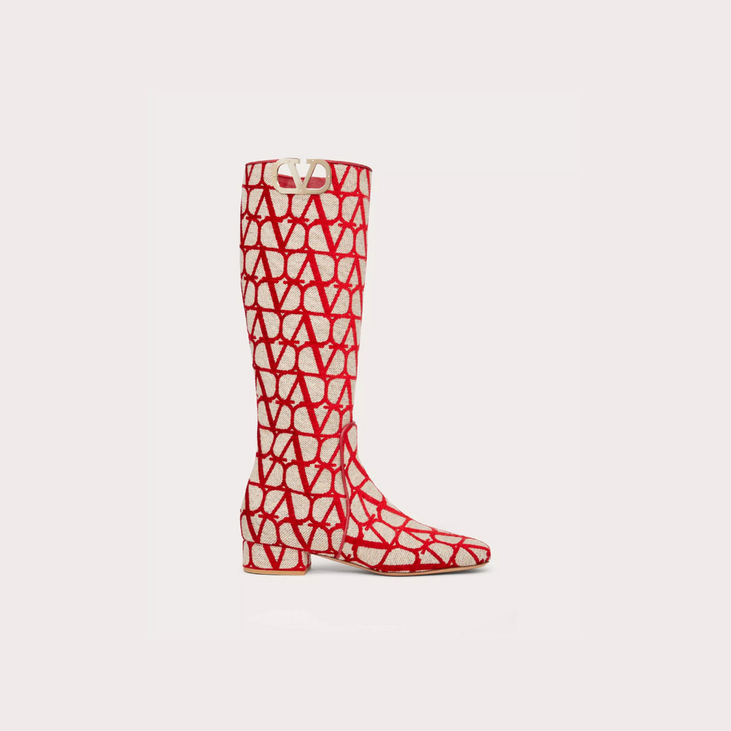 Beige & Red VT Boot In Toile Iconographe 30mm