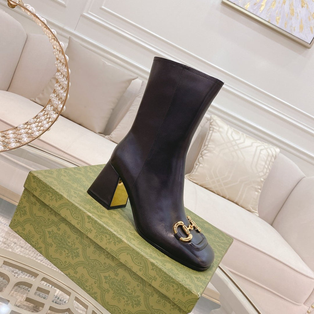 Black GH mid-heel ankle boot