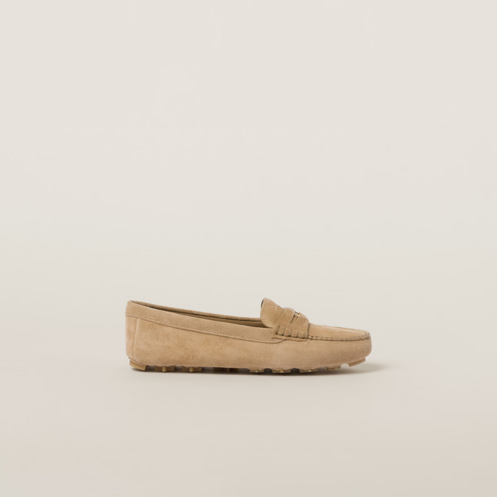 Ecru Suede Driving Shoes