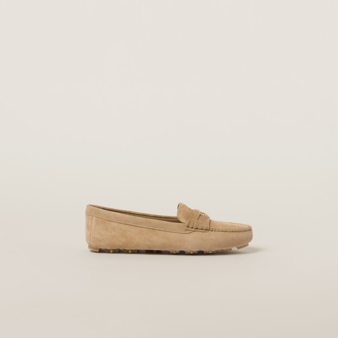 Ecru Suede Driving Shoes