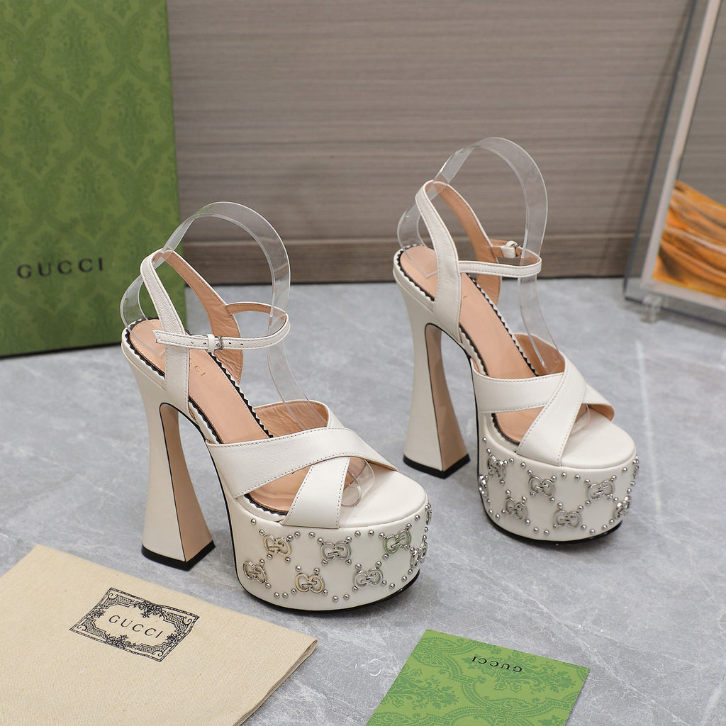 White interlocking studs sandal