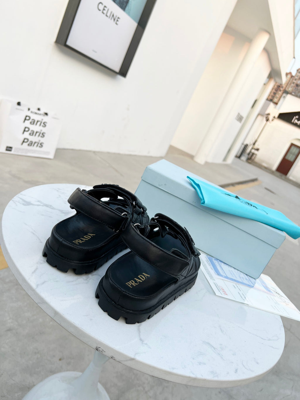 Black Padded leather sandals