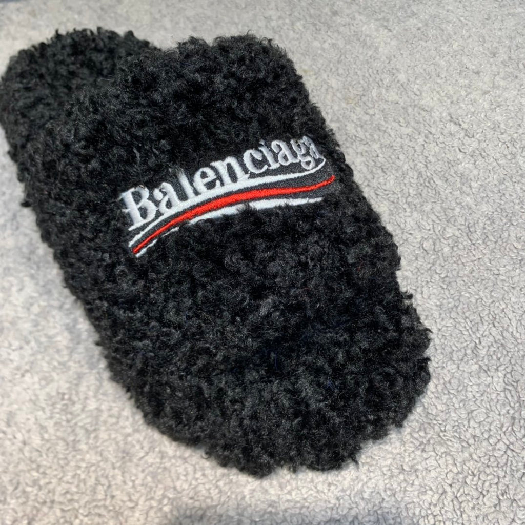 Men's Black BL Furry slides