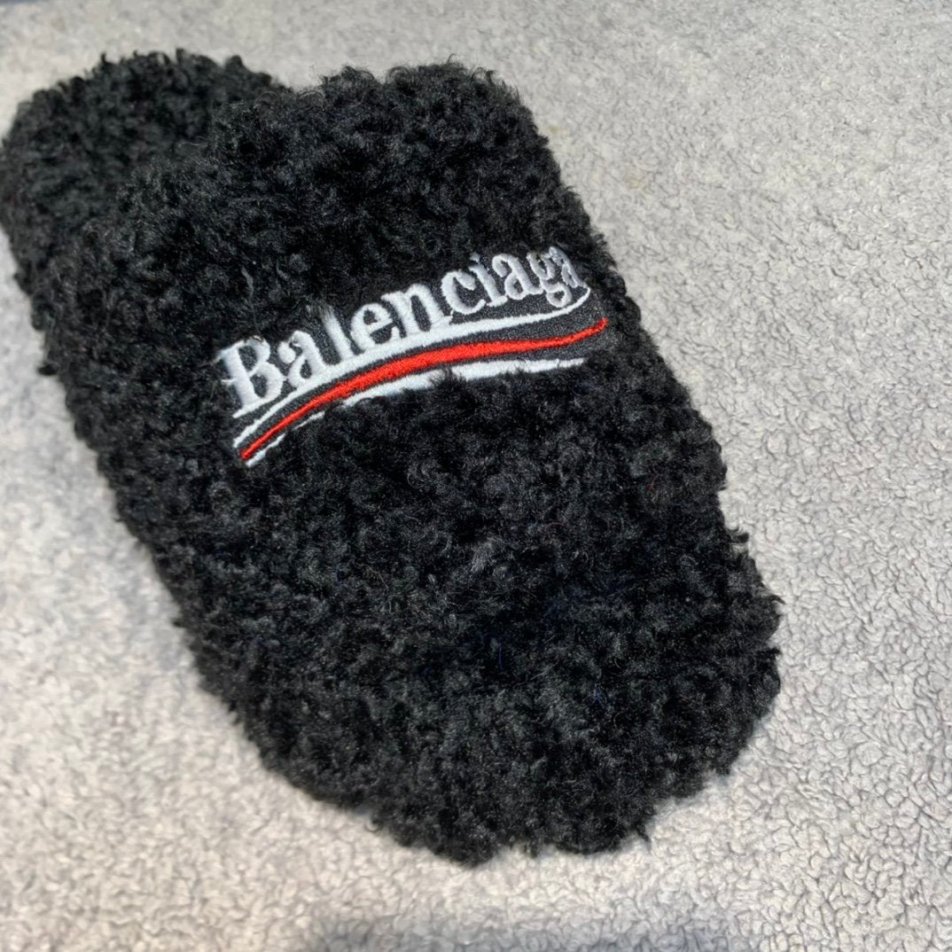 Men's Black BL Furry slides