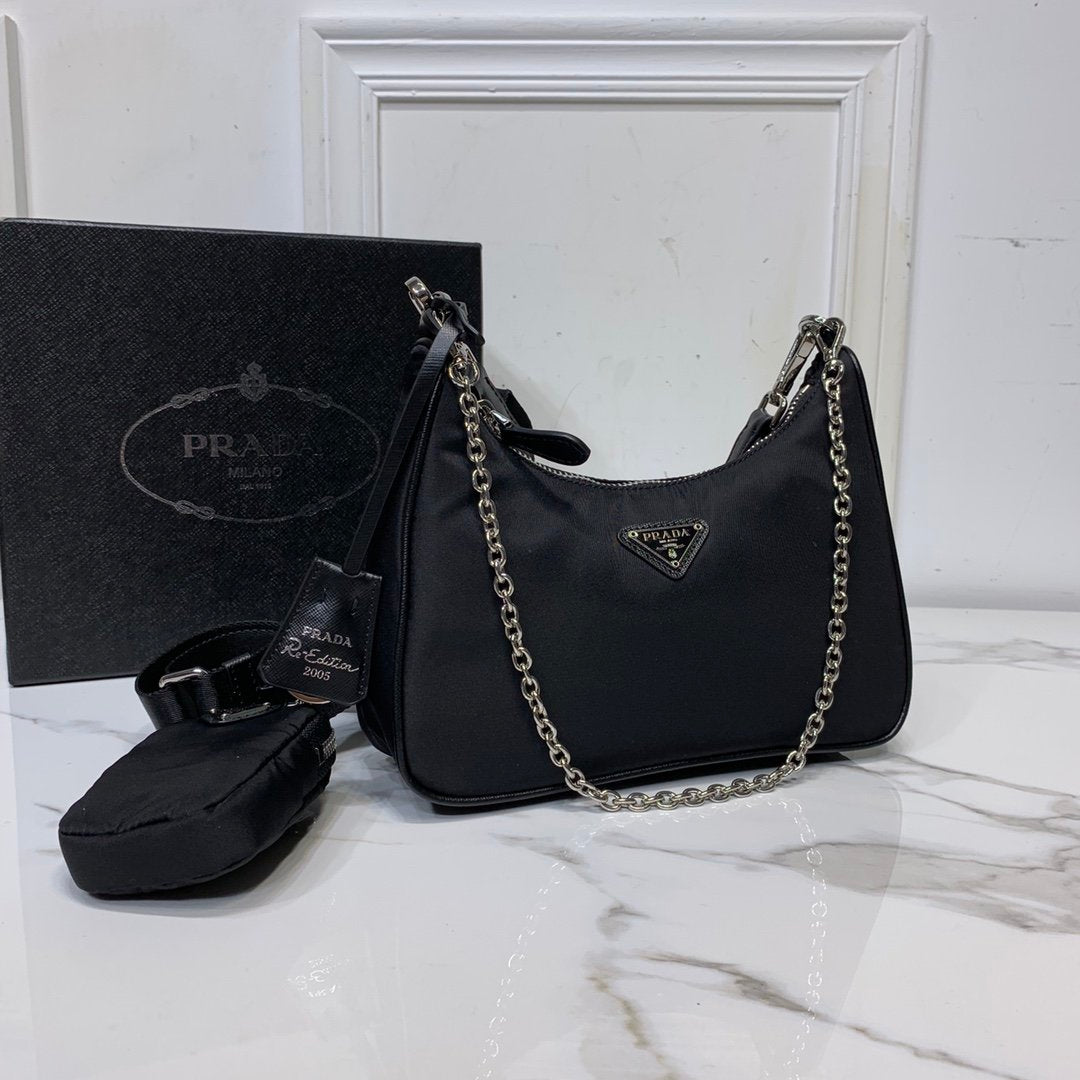 Black PRE nylon shoulder bag