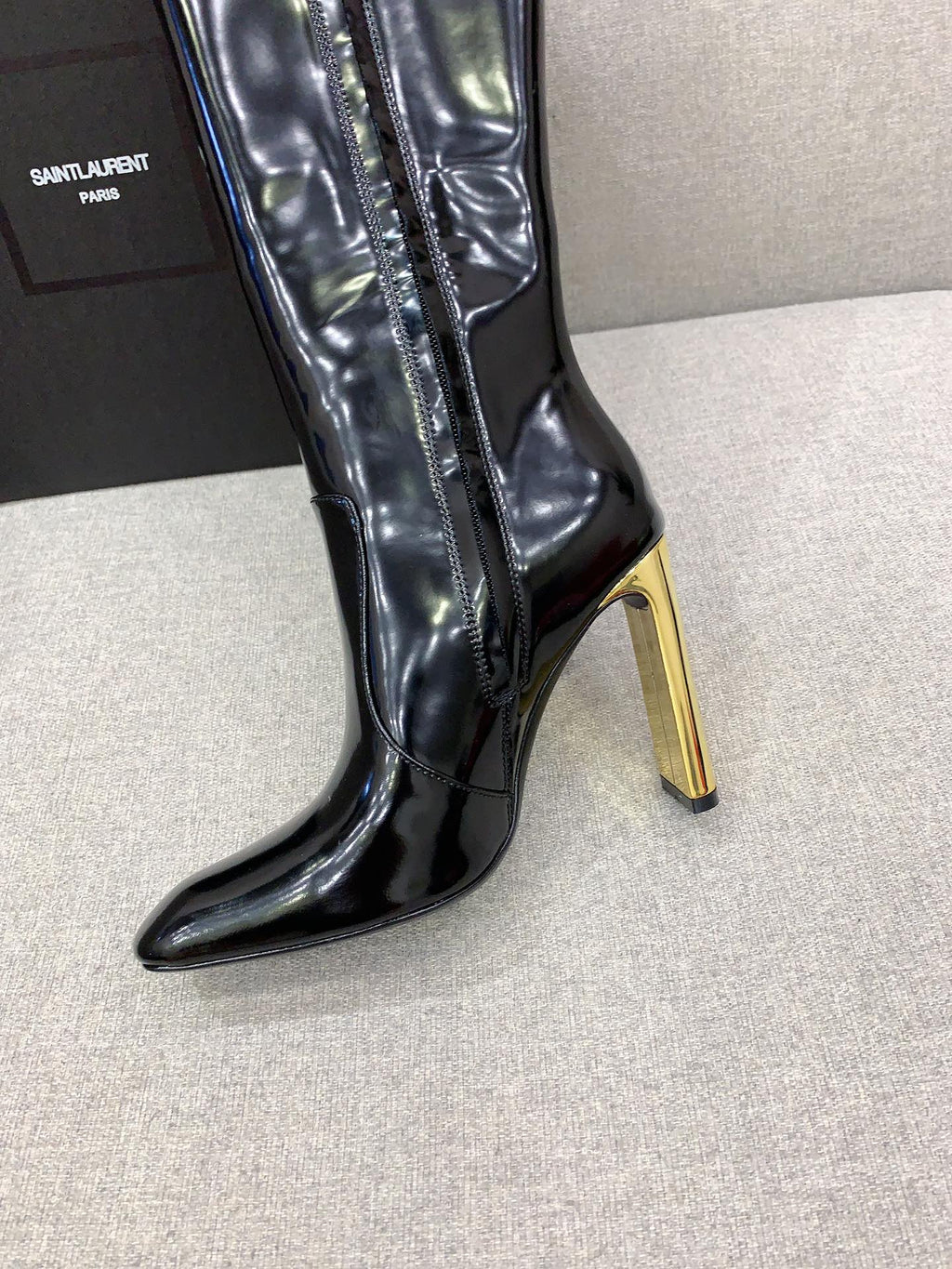 Black YA Boots In Glazed Leather