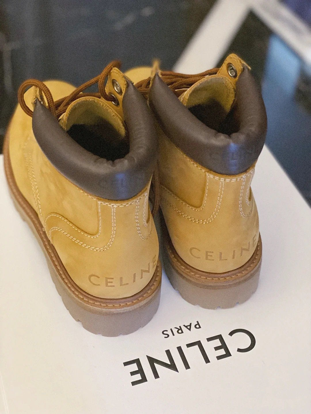 Light tan high lace-up boot