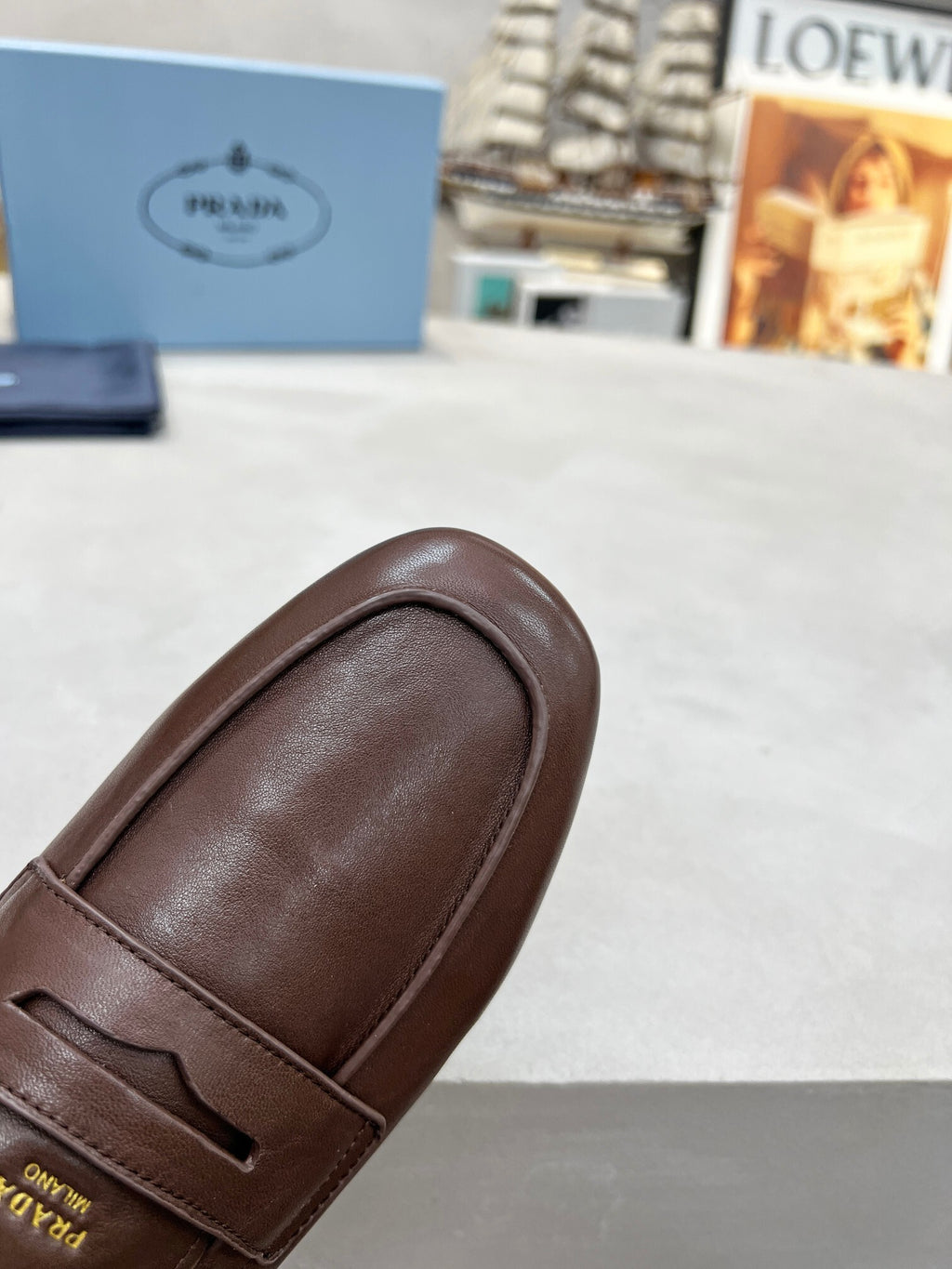 Women's Cognac Shuffle Antiqued Leather Loafers