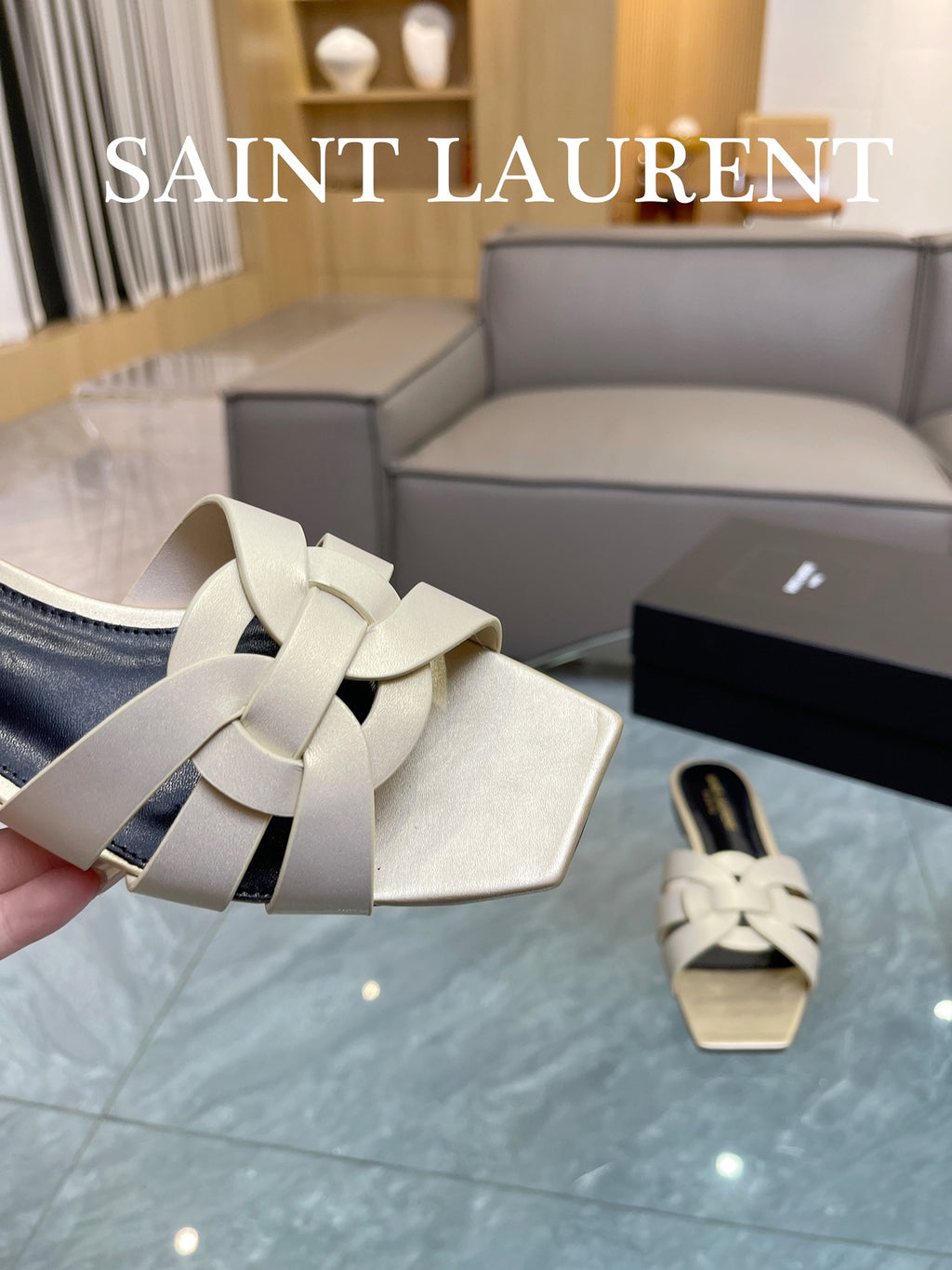 Pale Gold YT Mules In Leather